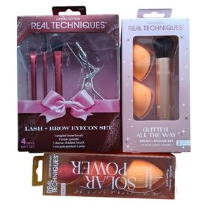 NWT Real Techniques Lash & Brow, Brush And Makeup Sponge Set Of 3